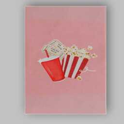Cinema Popcorn Soft Drink Movie Night Illustration Canvas Wall Art Print Decor Picture Ready To Hang - thumbnail 1
