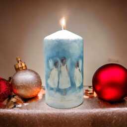 Angel Christmas Hand-Decorated Candle Festive Wax Pillar Gift - thumbnail 1