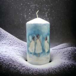 Angel Christmas Hand-Decorated Candle Festive Wax Pillar Gift - thumbnail 3