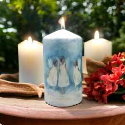 Angel Christmas Hand-Decorated Candle Festive Wax Pillar Gift - thumbnail 2