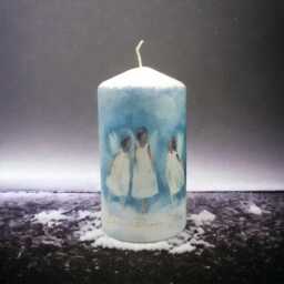 Angel Christmas Hand-Decorated Candle Festive Wax Pillar Gift - thumbnail 4