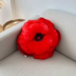 Red Poppy Pillow, Farmhouse Decor, Flower Cushion, Gift