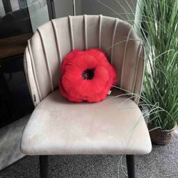 Red Poppy Pillow, Farmhouse Decor, Flower Cushion, Gift - thumbnail 2