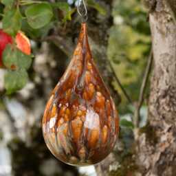 Autumn - Handmade Ceramic Stoneware Hanging Teardrop Bird Feeder - Frost Resistant - thumbnail 2