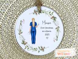 Personalised Nurse 1st Christmas Gift, Appreciation Ceramic Ornament, Graduation Ornament - thumbnail 1