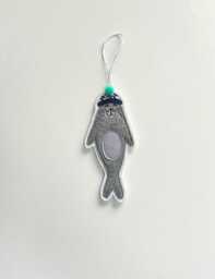 Seal Christmas Decoration, Ornament, Tree, Hanging Bobble Hat, Fabric, Pom Pom, Sleepy Seal, Embroidery Art, Cornwall