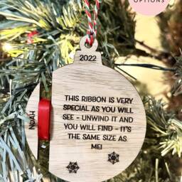 Personalised Ribbon Height Christmas Ornament, Hanging Stockings, Family Gift Decor, First Decoration, Names, 2021 2022 - thumbnail 2