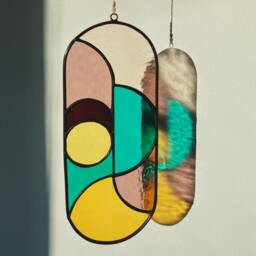 Modern Stained Glass Suncatcher, Window Decoration, Wall Hanging - thumbnail 3