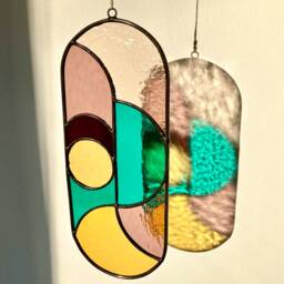 Modern Stained Glass Suncatcher, Window Decoration, Wall Hanging - thumbnail 2