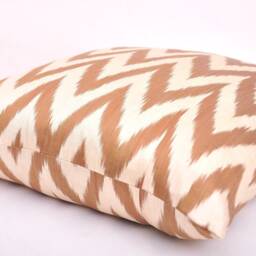 20x20 Saddle Brown Chevron Ikat Pillow Cover, Silk Cotton Cushion - thumbnail 2