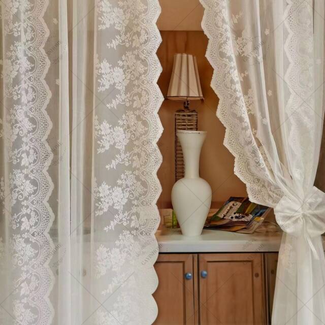Romantic Floral Lace Sheer Curtains Shabby Chic Window Drapes - image 1