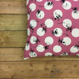 Pink French Bulldog Square Dog Cushion Cover With Insert 18 X Inches, House, Glasses, Pillow, Handmade - thumbnail 2