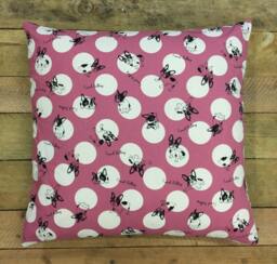 Pink French Bulldog Square Dog Cushion Cover With Insert 18 X Inches, House, Glasses, Pillow, Handmade - thumbnail 1