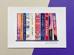 Custom Bespoke Book Spine Art Print Gift, Lover Bibliophile Favourite Books, Club Memento - thumbnail 1