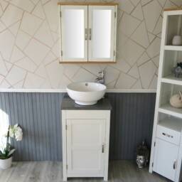 Cloakroom Bathroom Vanity Unit White Painted Cabinet Grey Quartz Ceramic Basin 30P8Gqcbc - thumbnail 2
