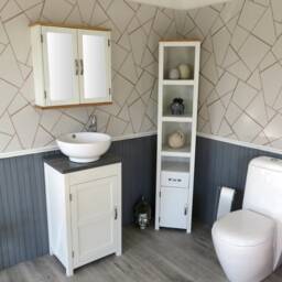 Cloakroom Bathroom Vanity Unit White Painted Cabinet Grey Quartz Ceramic Basin 30P8Gqcbc - thumbnail 3