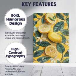 Botanical Lemon Leaf Citrus Fruit Pattern Canvas Wall Art Print Decor Picture Ready To Hang - thumbnail 2