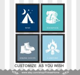 Camping Nursery Art Prints Adventure Baby Room Decor, Set Of 4 - thumbnail 1