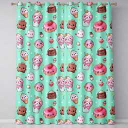 Desserts Cupcakes Donuts & Sweets On Mint Green Background Seamless Pattern Readymade Eyelet Ring Top Thermal 100% Blackout Curtains - thumbnail 2