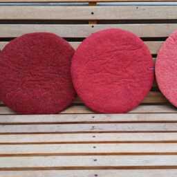 Handfelted Seat Cushion With Flowers & Grass, Spring, Red - thumbnail 3