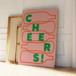 Cheers Print - Drink Poster Kitchen Wall Art Typographic Decor Restaurant Homeware Home Bar Cocktail Wine - thumbnail 1