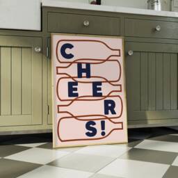 Cheers Print - Drink Poster Kitchen Wall Art Typographic Decor Restaurant Homeware Home Bar Cocktail Wine - thumbnail 2