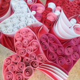 Quilled Heart Wall Hanging Red, Pink & White Paper Filigree - thumbnail 3