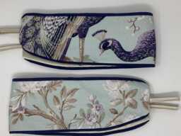 Laura Ashley Belvedere Duck Egg Blue Bird Pair Handmade Curtain Tie Backs Piped Navy