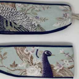 Laura Ashley Belvedere Duck Egg Blue Bird Pair Handmade Curtain Tie Backs Piped Navy - thumbnail 2