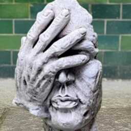 Handmade Face Palm Figurine Concrete Abstract Sculpture Modern Cement Decoration Stone Hand On Statue Minimalistic Ornament Gift - thumbnail 3