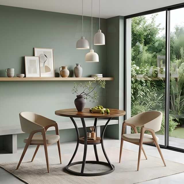 Round Dining Table For 2-4 People, Small Wooden Kitchen - image 1