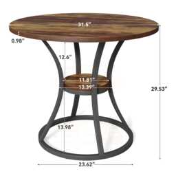 Round Dining Table For 2-4 People, Small Wooden Kitchen - thumbnail 4
