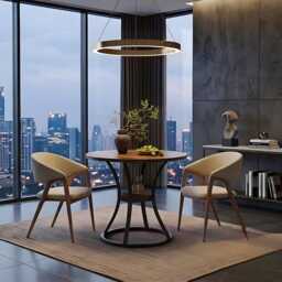 Round Dining Table For 2-4 People, Small Wooden Kitchen - thumbnail 2