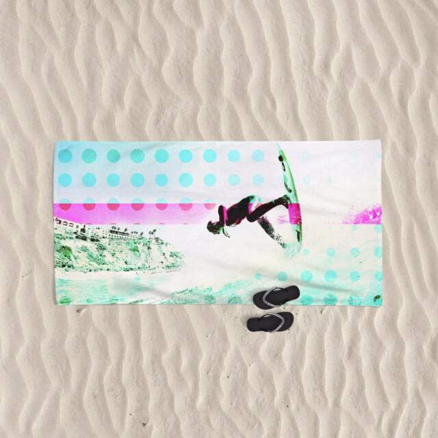 Surf Art Beach Towel Original Surfing Design, Cotton Blend - 70x35 - image 1
