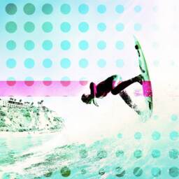 Surf Art Beach Towel Original Surfing Design, Cotton Blend - 70x35 - thumbnail 3