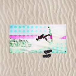 Surf Art Beach Towel Original Surfing Design, Cotton Blend - 70x35