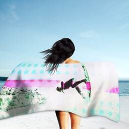 Surf Art Beach Towel Original Surfing Design, Cotton Blend - 70x35 - thumbnail 2