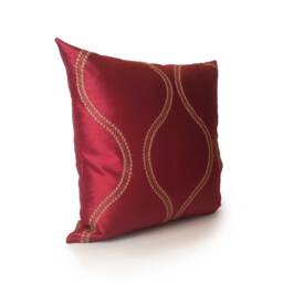 Red & Gold Pillow, Throw Pillow Cover, Decorative Cushion Accent Sham, Silk Blend, Embroidered Pillow - thumbnail 2