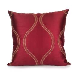 Red & Gold Pillow, Throw Pillow Cover, Decorative Cushion Accent Sham, Silk Blend, Embroidered Pillow