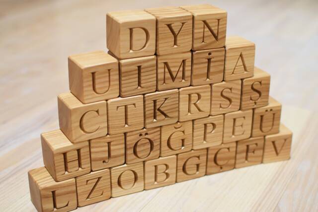 29 Wood Turkish Alphabet Blocks Abc Letter Learning Toy Personalized Baby Shower Or Birthday Gift - image 1