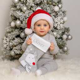 Personalised Christmas Stocking Embroidered Family Set Santa Reindeer Snowman Silver Grey Stockings Hang Fireplace Xmas Decorations Kids 4 5 - thumbnail 3