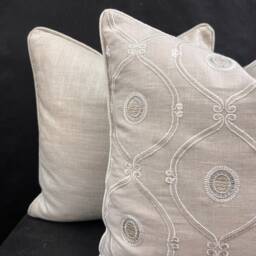 Luxury Designer Plain Beige Stone Silk Linen Cushion Throw Pillow Cover - thumbnail 3