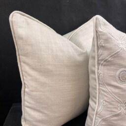 Luxury Designer Plain Beige Stone Silk Linen Cushion Throw Pillow Cover - thumbnail 4