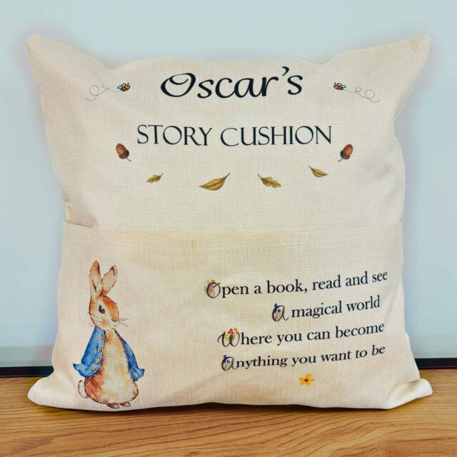 Childrens Story Book Cushion. Personalised Kids Pocket Pillow - image 1