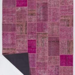 Pink, Lilac & Lavender Handmade Turkish Patchwork Rug - thumbnail 2