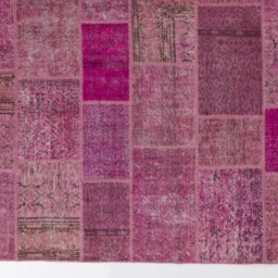Pink, Lilac & Lavender Handmade Turkish Patchwork Rug - thumbnail 3