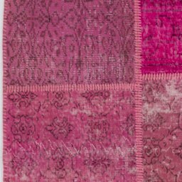 Pink, Lilac & Lavender Handmade Turkish Patchwork Rug - thumbnail 4