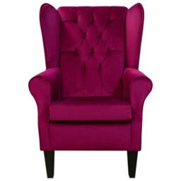 Handmade Boysenberry Pink Velvet High Back Armchair Fireside Accent Wing Chair - thumbnail 2