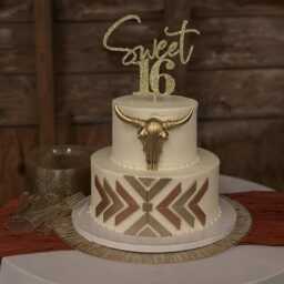 Small Gold Cow Skull Wall Decor - Cake Topper Gallery Art Faux Taxidermy - thumbnail 3