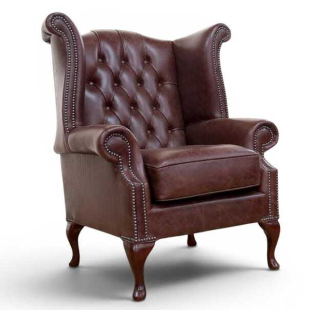 Reading Armchair Premium Real Aniline Leather Hazel Brown Chesterfield Stock Fast Delivery - image 1